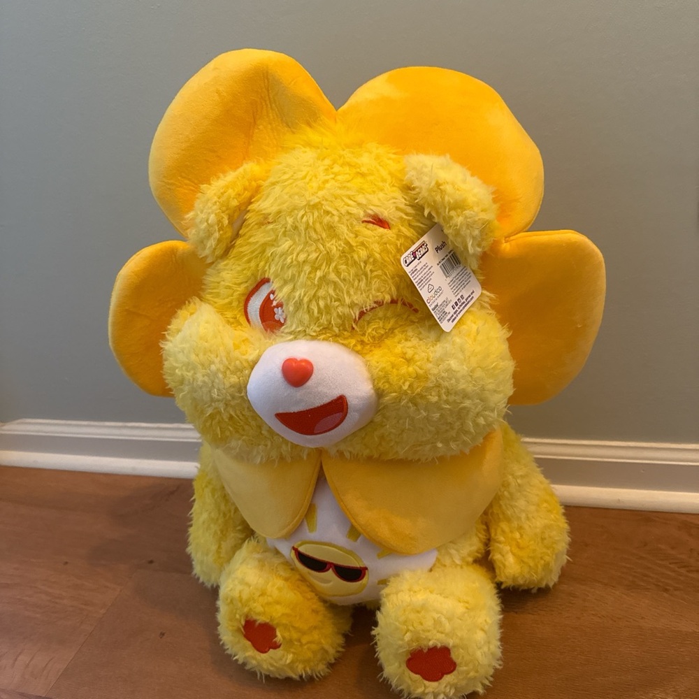 Jumbo Care Bear Funshine Bear Flower Dress 2025 Easter Plush Stuffed Animal New